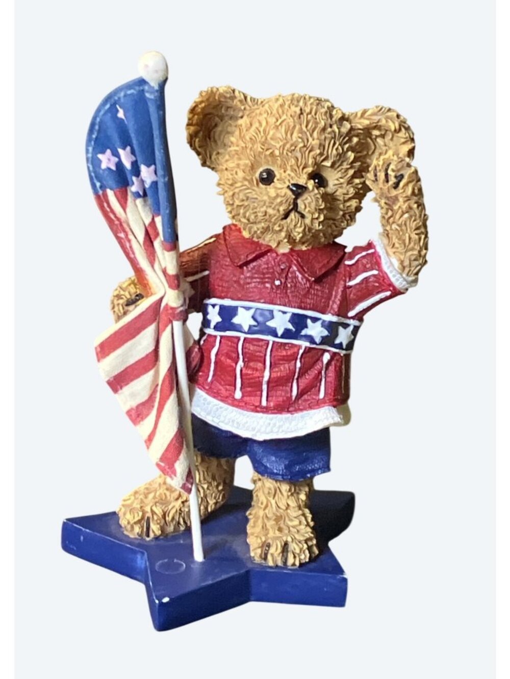 Patriotic Bear Figurine By Home Interiors Kuddles Korner Holding American Flag